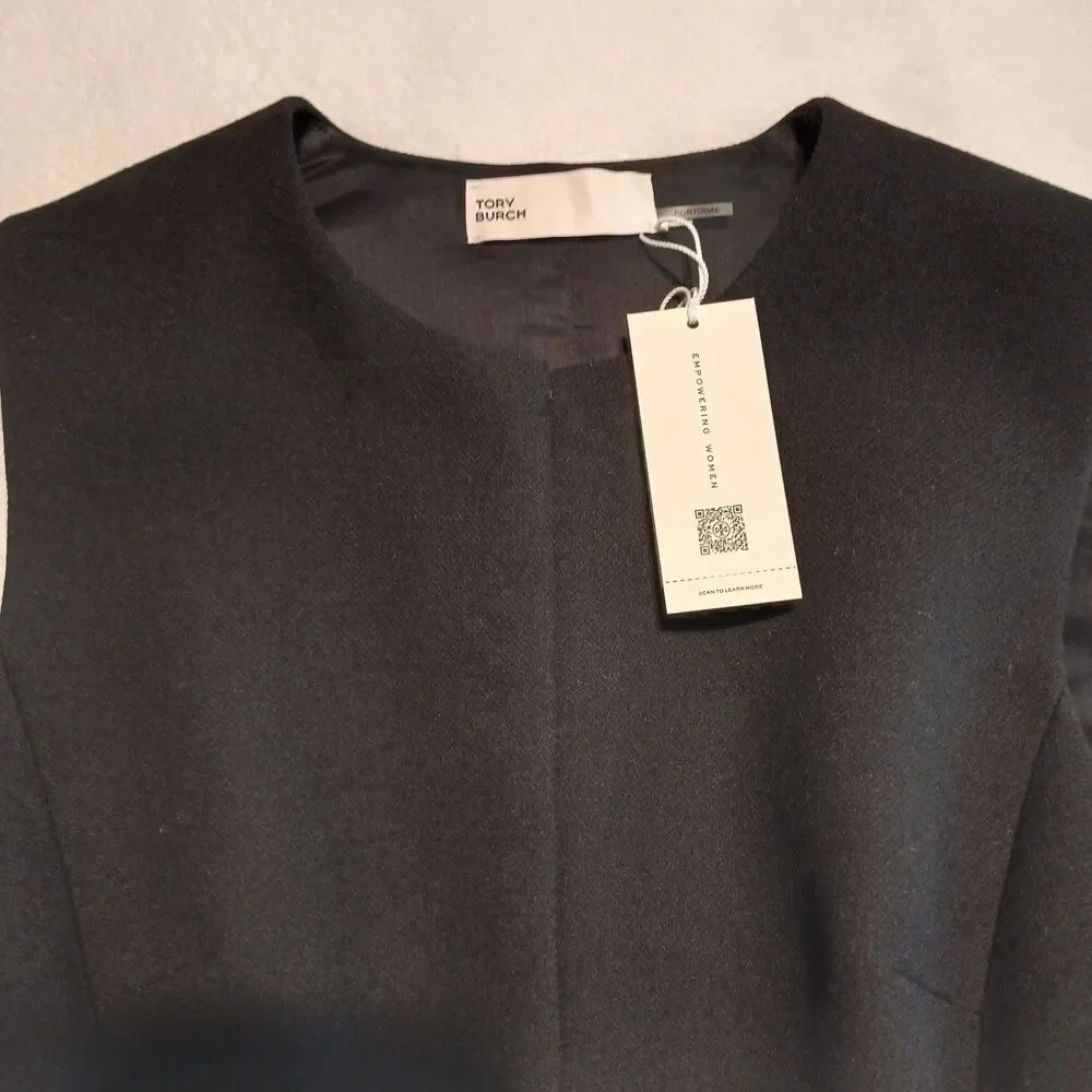 Tory Burch Hook & Eye Tunic Dress or Vest Black NWT Size 8 Sleeveless